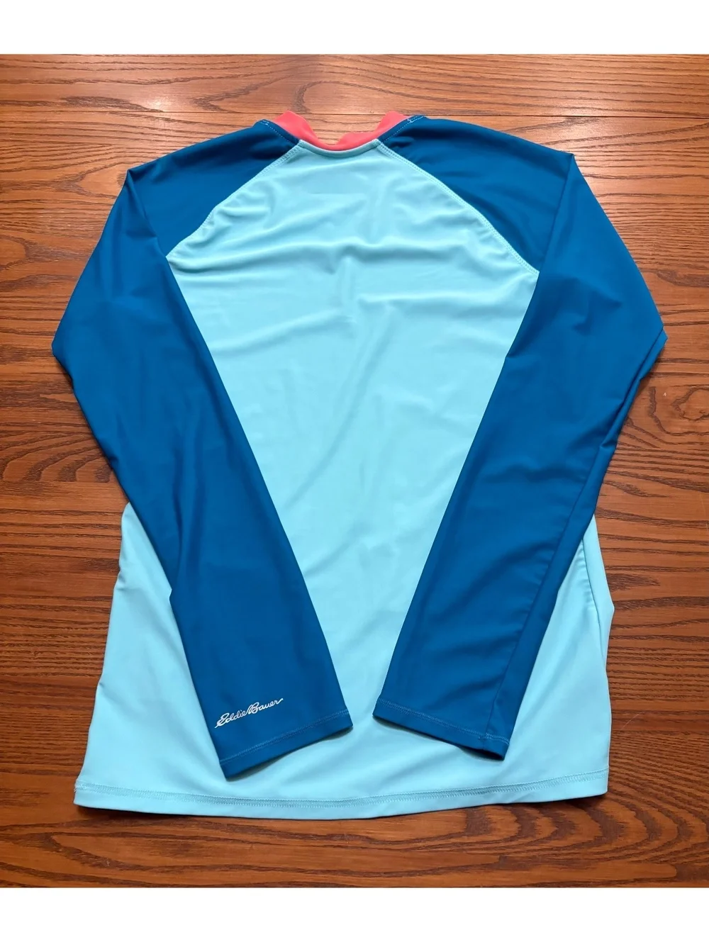 Eddie Bauer Kids Long Sleeve Rash Guard Swim Shirt Blue L 14/16 Sun Protection